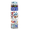 DOMS Erasable & Sharpenable Plastic Crayons (Pack of 14 Assorted Shades) – Premium Non-Smudge Art Crayons Housed in a Rigid Cylindrical Carry Case, Includes 1 Free Sharpener & 1 Free Crayon Cap Eraser