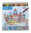 DOMS Colour Pencils (Pack of 50 Assorted Brilliant Shades) – Premium Soft-Core Sketching Pencils for Blending, Shading, and Fine Illustrative Artwork, Includes 2 Free Sharpeners
