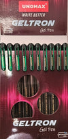 Unomax Geltron Gel Pen (Green Ink, Pack of 10) – Smooth Writing Waterproof Ink Gel Pens with Sleek Matte Finish
