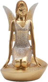 Elegant Resin Angelic Golden Figure Girl Ornament – Luxury Decorative Showpiece for Living Room & Home Decor