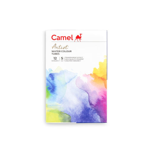 Camel Artist Water Colour Tubes – Set of 12 Assorted Shades (5 ml Tubes) | High-Pigment & Transparent Effect Watercolor Paint Kit