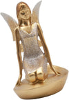 Elegant Resin Angelic Golden Figure Girl Ornament – Luxury Decorative Showpiece for Living Room & Home Decor