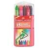 Faber-Castell Premium Triangular Wax Crayons (Pack of 15 Assorted Shades) – Ergonomic Non-Slip Grip Dots, Extra Smooth Laydown, Includes 4 Fluoro Colours and Sturdy Storage Case