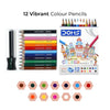 DOMS Colour Pencils (Pack of 12 Assorted Brilliant Shades) – Premium Smooth-Glide Coloring Pencils with Anti-Roll Ergonomic Hexagonal Casing, Includes 1 Free Pencil Sharpener