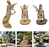 Elegant Resin Angelic Golden Figure Girl Ornament – Luxury Decorative Showpiece for Living Room & Home Decor