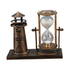 FashionMyDay European Retro Lighthouse Glass Sand Timer – Vintage Hourglass Desk Decor for Home & Office
