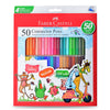 Faber-Castell Premium Connector Pens (Pack of 50 Individual Colours) – Washable, Non-Bleeding felt-Tip Art Markers with 1.5mm Bullet Tips, Creative Building Toy and Sketching Set for Kids and Artists