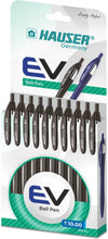 Hauser Germany EV Ball Pen (Black Ink) – Retractable Ultra-Smooth Ballpoint Pen for School & Office