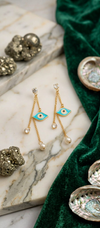 Evil Eye Dangle & Red Crystal Illusion Loop Earring Set | Protective Aesthetic Jewelry Combo (2-Pack)