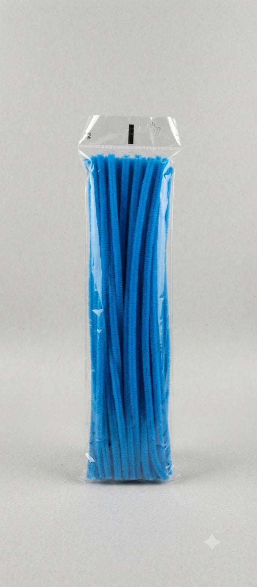 Premium Velvet Craft Pipe Cleaners – High-Density Flexible Fuzzy Chenille Stems for DIY Art Projects, School Modelling, and Creative Hobby Crafts (Bright Blue Pack)