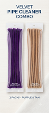 EdumartPlus Premium Ultra-Dense Velvet Craft Pipe Cleaners Combo Set (Pack of 2 – Deep Royal Purple & Natural Tan Beige Chenille Stems)