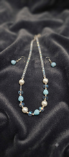 Boutique Ocean Breeze & Iridescent Aurora Heart Beaded Jewelry Set Combo – Featuring 2 Distinct Necklaces with Matching Hook Earrings (4-Piece Fashion Pack)