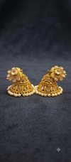 EdumartPlus Heritage Antique Gold-Plated Jhumka Earring Combo for Women (Pack of 2 Pairs) – Royal Kundan Dome Jhumkas with Pearl Linings & Classic Green Kemp Stone Bell Drops