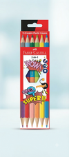 Faber-Castell Premium 2-in-1 Bi-Colour Pencils (Pack of 6 Pencils - 12 Assorted Shades) – Space-Saving Dual-Ended Hexagonal Colouring Pencils with Break-Resistant Leads
