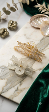 Celestial Gold & Jade Resin Hair Claw Clip Set | Aesthetic Nonslip Hair Accessories Combo (2-Pack)
