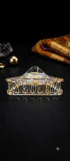 Celestial Gold & Jade Resin Hair Claw Clip Set | Aesthetic Nonslip Hair Accessories Combo (2-Pack)