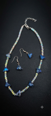 EdumartPlus Holographic Iridescent Crystal Beaded Butterfly Necklace & Matching Earring Combo Pack for Women & Girls (Set of 2 Complete Jewelry Sets – Sapphire Blue & Unicorn Rainbow Variants)