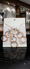 Geometric Rose Gold Jewelry Set - Interlocking Hoop & Triangle Pendant Necklace with Earring Combo