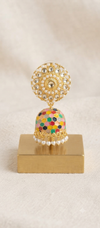 Traditional Statement Jhumka Earring Combo for Women (Pack of 2 Pairs) – Vibrant Multi-Color Meenakari Kundan Domes & Festive Oxidized Silver Tribal Elephant Bell Drops Edumartplus