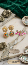 Traditional Multicolor Meenakari Jhumka & Crystal Bow Studs Earring Set | Indo-Western Chic Jewelry Combo