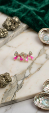 Traditional Multicolor Meenakari Jhumka & Crystal Bow Studs Earring Set | Indo-Western Chic Jewelry Combo