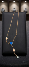 Gold Red Clover & Rose Gold Heart Layering Necklace Combo Set | 2-Piece Mixed Metal Pendant Set | Edumart Plus