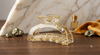 Celestial Gold & Jade Resin Hair Claw Clip Set | Aesthetic Nonslip Hair Accessories Combo (2-Pack)