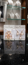 Geometric Rose Gold Jewelry Set - Interlocking Hoop & Triangle Pendant Necklace with Earring Combo