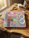 DIY Hand Made Deluxe 28-Grid Mega Bead & Jewelry Making Organizer Kit – 24 Vivid Seed Bead & Alphabet Compartments with Dual Premium Stretch Elastic Cord Spools and Crafting Scissors