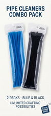 EdumartPlus Flexible Chenille Stem Pipe Cleaners Combo Pack for Arts, DIY Crafts & School Projects (2 Packs – Vibrant Blue & Classic Jet Black)