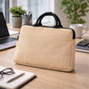 WORLDONE Premium Eco-Friendly Jute Office Bag & Padded Laptop Sleeve – Sustainable Natural Weave Executive Briefcase Handbag with Dual Reinforced Soft Carry Handles & Heavy-Duty Zip Closure (Set of 1)