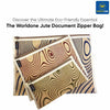 WORLDONE DC276 Premium Eco-Friendly Printed Jute Document Zipper Bag – Sustainable Natural Pouch with Abstract Wood Grain Graphic, Smooth Top Zip Closure, and Cloth Edge Binding (Single Piece)