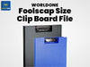 WORLDONE RF004 Premium Foolscap Size Executive Clipboard File with Protective Front Cover Flap – Heavy-Duty Metal Lever Clip, Rigid Matte-Finish Writing Board, and Dual-Tone Workspace Design (Single Piece)