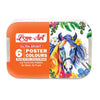 Love-Art Ultra Bright Poster Colours Set – Ready-to-Use, Easy-to-Blend Paint Kit with 6 Vivid Shades & Built-In Mixing Palette Lid (Snap-Lock Travel Container)