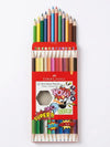 Faber-Castell Premium Bi-Colour Pencils (Pack of 12 Pencils - 24 Assorted Shades) – Space-Saving Dual-Ended Hexagonal Colouring Pencils with Break-Resistant SV Bonded Leads