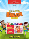 Faber-Castell Premium Wax Crayons (Pack of 12 Assorted Bright Shades) – Chhota Bheem Special Edition Kids Coloring Set with Smooth Glide Matrix & Break-Resistant Design