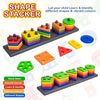 Ratna's Shape Stacker Geometric Blocks – Shape Sorter Column Puzzle Stacking Set for Kids