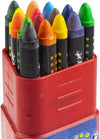 Faber-Castell Premium Triangular Wax Crayons (Pack of 15 Assorted Shades) – Ergonomic Non-Slip Grip Dots, Extra Smooth Laydown, Includes 4 Fluoro Colours and Sturdy Storage Case