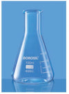 Borosil 100 ml Conical Flask (Erlenmeyer Flask, Code 4980) – Narrow Neck Borosilicate 3.3 Glassware with White Graduations & Marking Spot