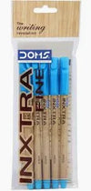 DOMS Inxtra Fine Glassy Ball Point Pen (Blue Ink, Pack of 5) – Fine Tip Precision Ballpoint Pen with Glassy Transparent Body